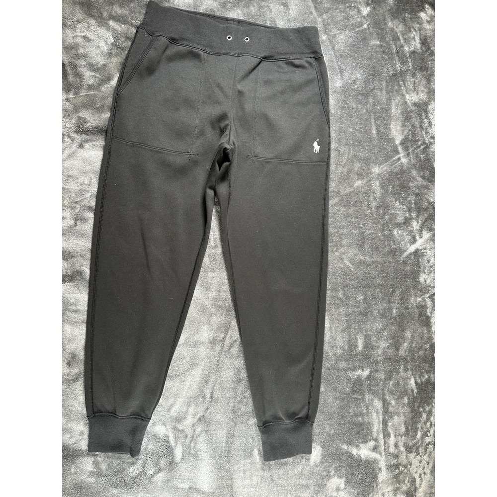 Polo Ralph Lauren Mens Size Small Black Double Knit Jogger Sweatpants Lounge